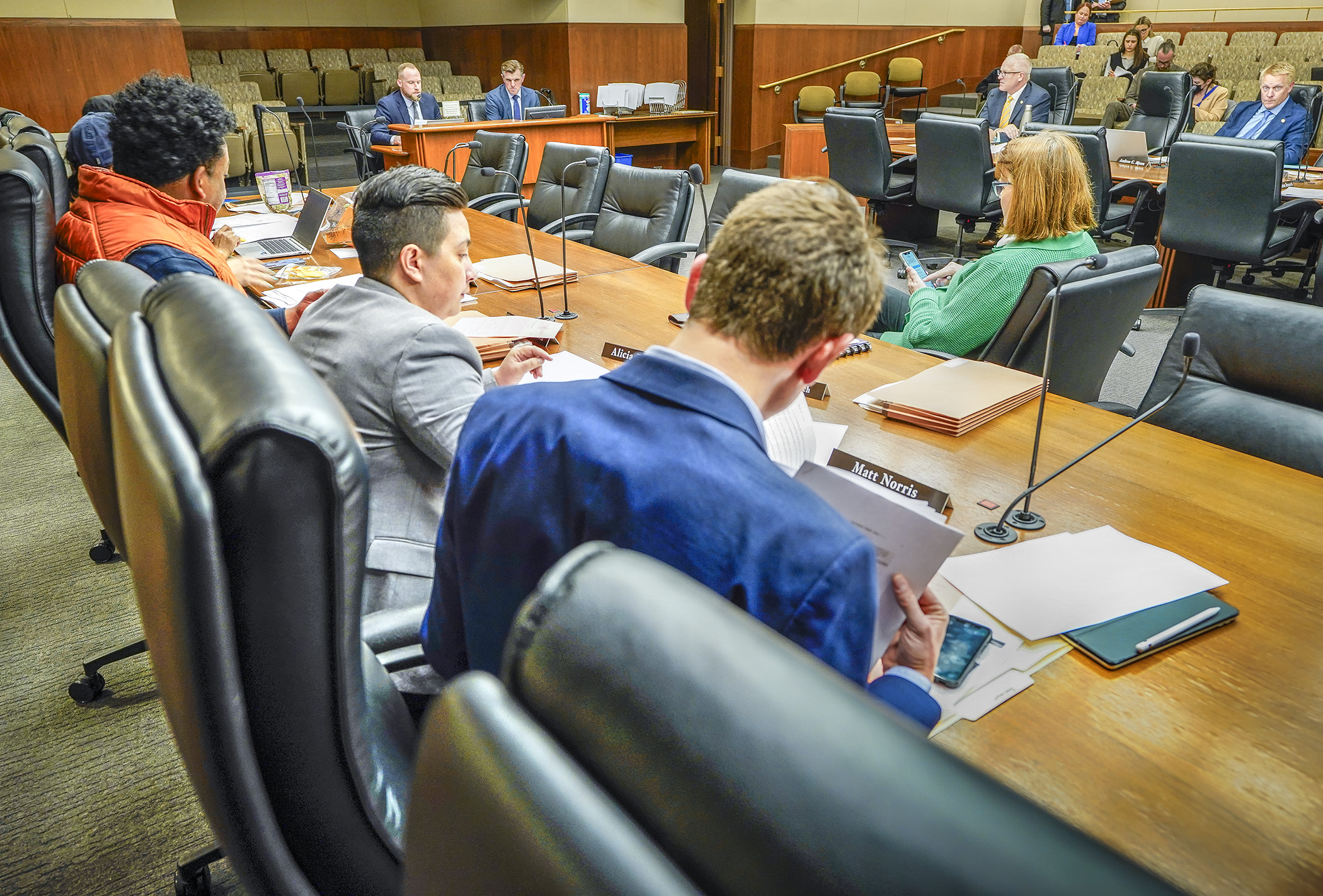 The House Housing Finance and Policy Committee listens to testimony on an amendment to its supplemental budget bill April 17. (Photo by Andrew VonBank)
